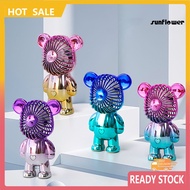 SU-USB Fan Silent Cool Rechargeable Electroplated Cartoon Bear Mini Electric Table Handheld USB Fan for Dormitory