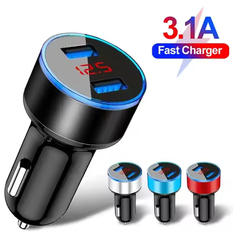 Car Chargers Fast Charging For Samsung Huawei Iphone 13 8 Plus Universal Aluminum Dual USB Car-charg