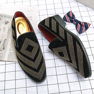 Hot Fashion plus size vintage men formal loafer shoes wedding shining rhinestone business pointed to