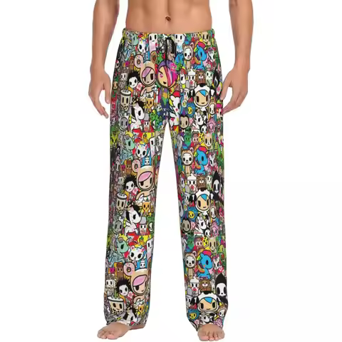 Custom Tokidoki Kawaii Donutella Sandy Unicorno Pajama Pants Men Sleepwear Sleep Lounge Bottoms with