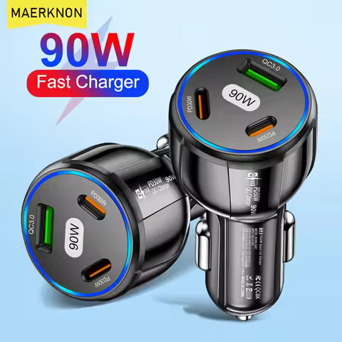 90W USB Car Charger 3 Port PD Type C Fast Charging Car Phone Adapter For iPhone 14 13 Xiaomi Samsung