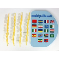 3D Wooden World Map Flag Matching Puzzle Geography Toy Foldable World Geography Board with 30 Flags 