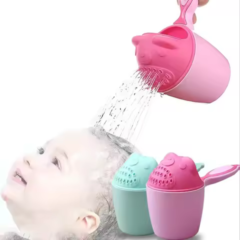 1PC Baby Shampoo Cup Baby Bath Bucket Kids Bath Spoon Child Hair Wash Cup Baby Bath Kit Cute Cartoon