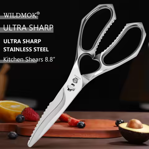 WILDMOK 5CR15MOV Stainless Steel Poultry Shears Meat Fish Vegetables Multifunctional Kitchen Scissor
