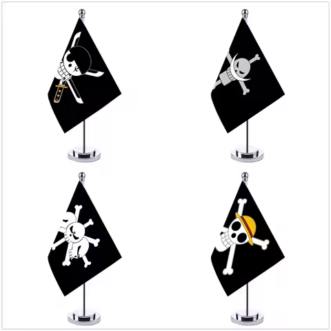 Miniso Anime One Piece Straw Hat Luffy Flag Ace Table Flag Anime Peripheral Desktop Decoration