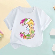 Children's T-Shirt Printed With The Number Of Princess Angel Tinkerbell Girls' Clothing 1 2 3 4 5 6 