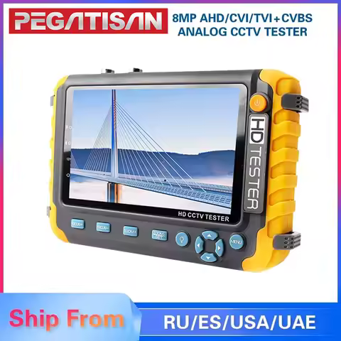 PEGATISAN 8MP CCTV Security Camera Tester IV8W 5Inch CCTV Monitor AHD/CVI/TVI CVBS Analog CCTV Camer