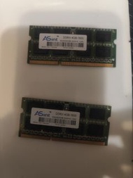 Asint兩條 4GB DDR3   1600筆記簿型電腦記憶體