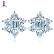 Lohaspie Đồ Trang Sức Bất 5.8 Carats Rắn Sterling Bạc 925 hạt Bông tai Gốc Tự Nhiên Bầu Trời đá topa