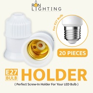 E27 Bulb Holder 20PCS Lamp Plastic Holder Standard Screw-in LED Bulb Socket Lampu Mentol Lampholder 