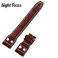 22mm Studded Genuine Leather Strap for IWC PILOT Mark 17 WATCHES Folding Buckle Croc Grain with Nail Watches Bands Accessories