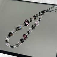 KIKI Black Powder Love Heart Phone Chain Beads Simple High Quality Original Design Crystal Material