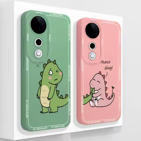 For Vivo V40 Pro V40E Case For Vivo S19 Pro Phone Case Cute Dinosaur Liquid Silicone Funda Soft Anti
