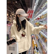 Cartoon Apricot Hooded Sweatshirt Women Summer 2025 Loose Top Small Versatile Long-Sleeved Jacket B7