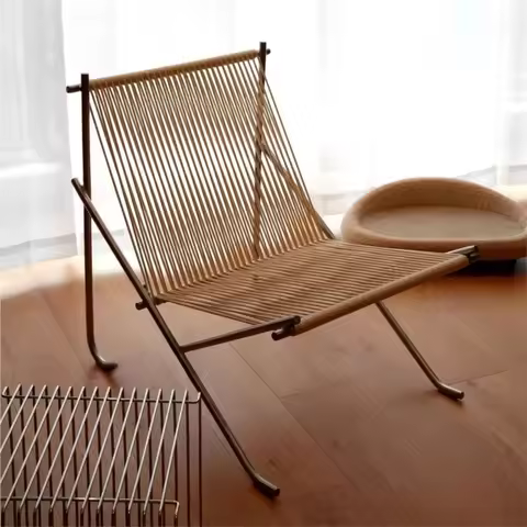 Leisure Chair Simple Design Living Room Sofa Balcony Rope Woven Stainless Steel Solid Frame Modern O