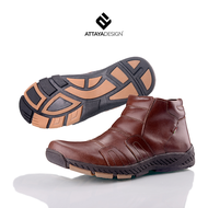 ATTAYA DESIGN Sepatu Pria Bot Kulit Asli Original Tanpa Tali HItam Coklat Tan STG021