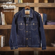 MADEN brand retro 2025 autumn new TYPE-2 original cowhide western denim jacket 13.8 ounces dark shor