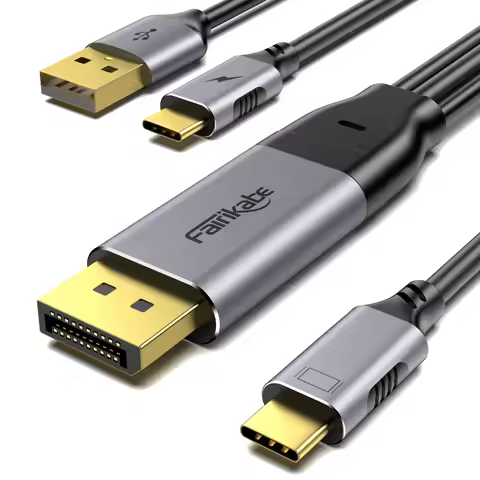 Fairikabe Displayport To USB C Cable 6.6ft 4K 60Hz DP Source to USB-C Touchable Portable Monitor For