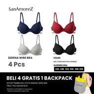 SanAmoreZ | Underwire Bra | Wire Bra | Size 34A - 40B Soft Foam & Sporty Look Serena Wire Bra 4 Pcs