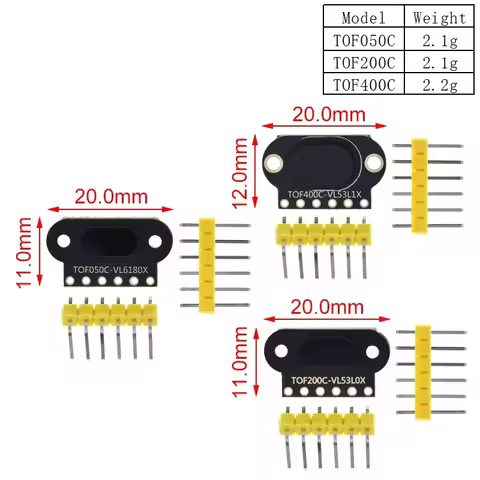 VL6180/VL53L0X/VL53L1X Time of Flight (ToF) Laser Ranging Sensor Module TOF050C TOF200C TOF400C 50CM