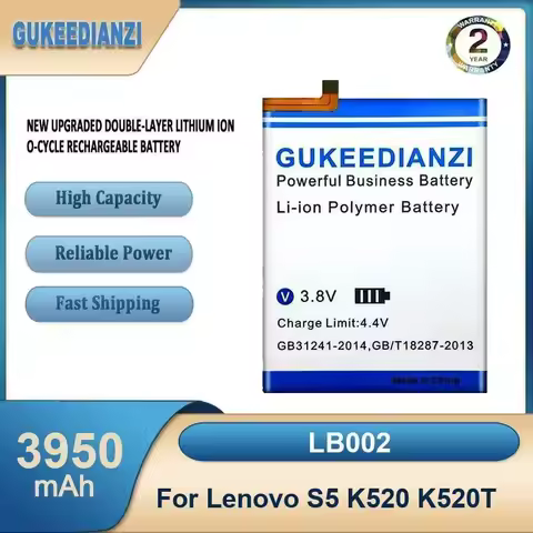 LB002 3950mAh High Capacity Mobile Phone Battery For Lenovo S5 K520 K520T