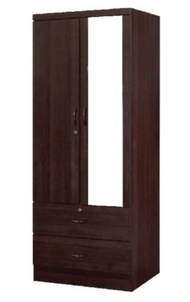 Wood Wardrobe With Mirror Almari Baju Dengan Cermin