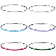 Original 925 Sterling Silver Multicolor Radiant Hearts With Crystal Bangle For Popular Bracelet Bead Charm Diy Jewelry