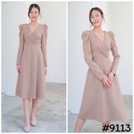 [LUXURY707] VG9113 : เดรสคอวี ทรงสุภาพ