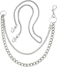 Pack of 2 Men's Trouser Chains, Stainless Steel Chain, Double Trouser Chain, 40 cm Single, 35-52 cm