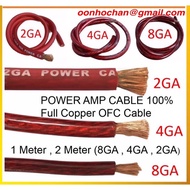 POWER AMPLIFIER CABLE 100% COPPER OFC CABLE 1 METER (8GA / 4GA / 2GA)