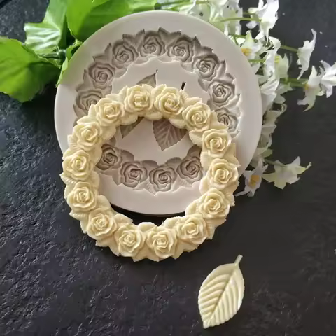 Rose Garland Form Silicone Fondant Mold For Wedding Cake Decorating Valentine'S Gift DIY 3D Chocolat