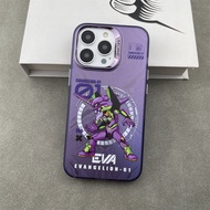 Anime EVA purple electroplating hot silver Phone Case For iPhone 15 Pro Max 14 ProMax 13 12 12Pro 11 Shockproof Phone soft border hard case Mobile phone protective case