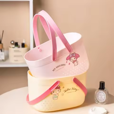 Hello Kitty Kuromi Portable Drain Basket Bathroom Basket, Shower Basket, Toiletries Storage Basket, 
