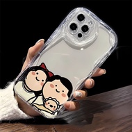 Little couple For iPhone 15 Plus Pro Max 14 13 12 11 / Xs Max Xr 7 8 Plus 6 6S Plus wave cream Soft shell anti-fall phone