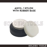 Anvil/Nylon Dapping Block with Rubber Base Bench Block Set Art Crafting DIY Hammering Casting Tools