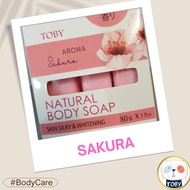Toby Natural Body Soap _ Sakura _ Whitening _ 80g*3 (Valued Pack)