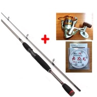 ชุดสปินนิ่งตีเหยื่อปลอม คันSNAPSHOT6ฟุต2ท่อนพร้อมรอก yumoshi EF2000 +สาย PE เบอร์2.0 100ม.