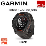 Garmin Instinct 3 – 50 mm, Solar Black with Charcoal Band (010-02935-40)