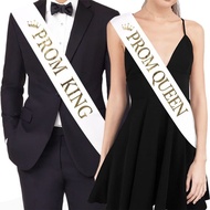 Graduation Dance Party Shoulder Strap Set sashes Gold Letter PROM KING QUEEN Etiquette Belt