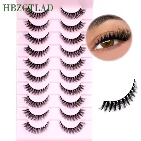 HBZGTLAD 10 Pairs Mink Fake Eyelashes Faux Cat eye false eyelashes 3D Natural Long False Eyelashes S