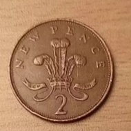Duit Syiling 2 Sen New Pence UK Tahun 1971 Rare