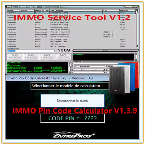Newest IMMO Pin Code Calculator V1.3.9 for Psa Opel Fiat Vag Unlocke+ IMMO SERVICE TOOL V1.2 PIN Cod