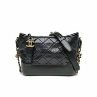 CHANEL GABRIELLE流浪小號黑色牛皮27開金銀扣肩背包