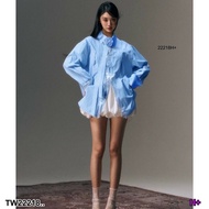 เสื้อเชิ้ตแขนยาว แต่งกุหลาบคอเป็นเข็มกลัด TT22218