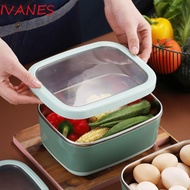 IVANES Fresh-Keeping Box, Rectangular Leakproof Stainless Steel Lunchbox, Multifunctional Visible Li