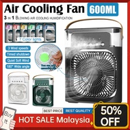 3 in 1 USB Mini Portable Fan Air Cooling fan Aircond Humidifier Purifier Mist Cooler with LED Light USB Desktop Mini Aircond Air Cooler Kipas Penyejuk Mini Meja 风扇