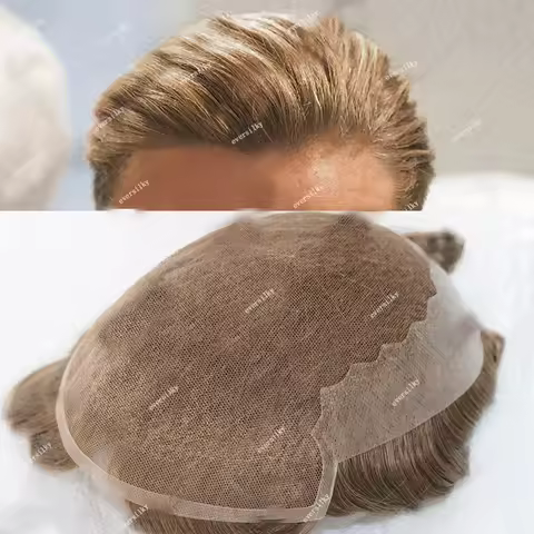 Durable Q6 Blonde Brown Bleached Knots Breathable Lace Grey Black 1B40 1B65 1B80 Men's Wig Human Hai