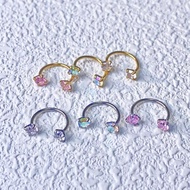 20G(0.8mm)/18G(1.0mm) 8mm Horseshoe Nose Hoop Internally Threaded Gems Nose Ring with Free Ball Hold