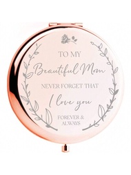 1入cv Charvoria母親生日禮物-玫瑰金色「我愛你媽媽」放大化妝鏡,來自女兒的情感母親生日禮物,可愛的母親禮物或母女禮物,適合母親節
