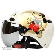 Taiwan EVO Golden Mickey White Harley Electric Motorcycle Helmet Men's and Women's Sunscreen UV Four